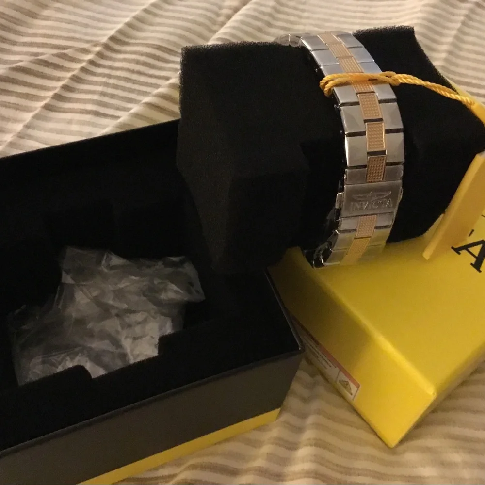 Invicta Two-Tone Gold and Silver Men's Watch with Crystal Accents